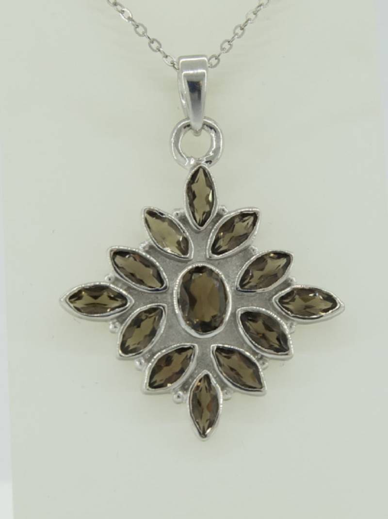 3, 7 Carat Rauchquarz Anhanger 925 Silber Collier Kette Rauchtopas von Schmucktime