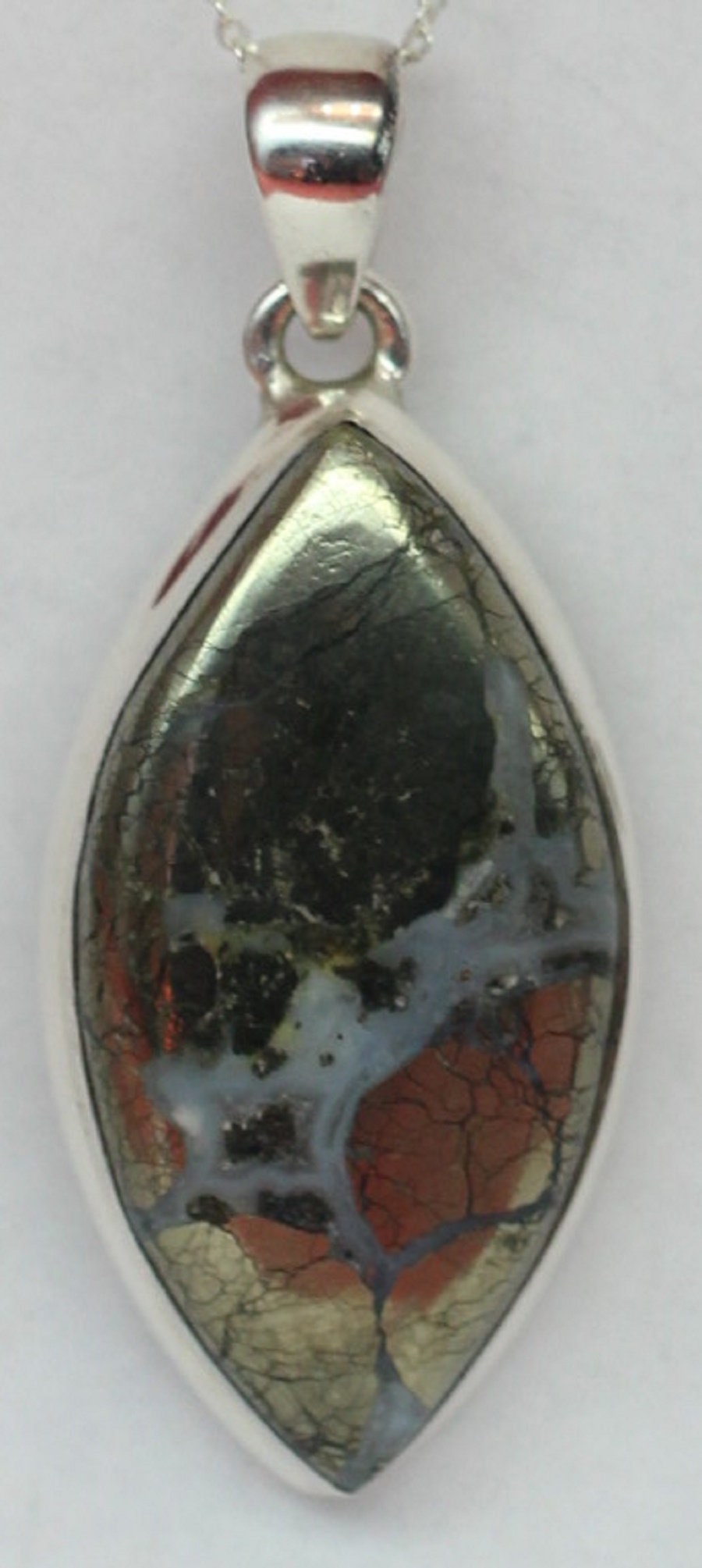 Achat Mit Pyrite Anhanger 925 Silber Collierr Kette Wundervolles Mineral Unitkat von Schmucktime