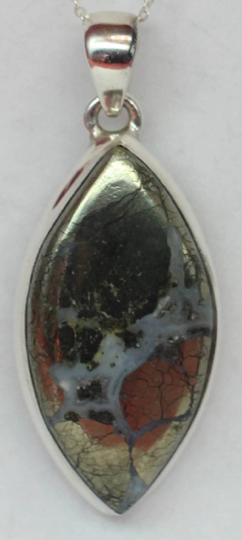 Achat Mit Pyrite Anhanger 925 Silber Collierr Kette Wundervolles Mineral Unitkat von Schmucktime