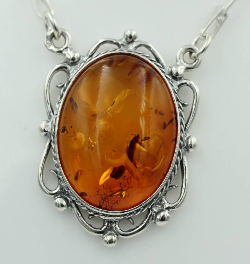 Bernstein Collier 925 Sterling Silber Bernsteinkette Ca 40 cm von Schmucktime