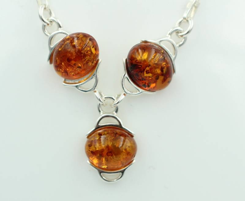 Bernstein Collier 925 Sterling Silber Bernsteinkette Ca 43 cm von Schmucktime