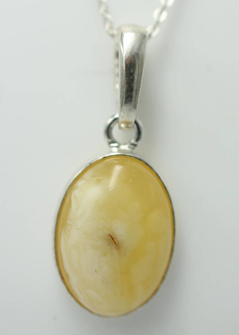 Bernstein Design Anhänger 925 Silber Collier Kette Bernsteinanhänger Top von Schmucktime