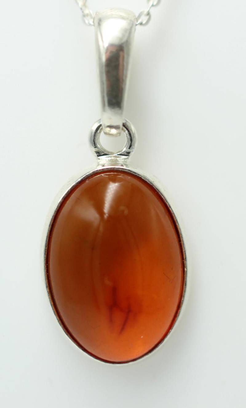 Bernstein Design Anhänger 925 Silber Collier Kette Bernsteinanhänger Top von Schmucktime