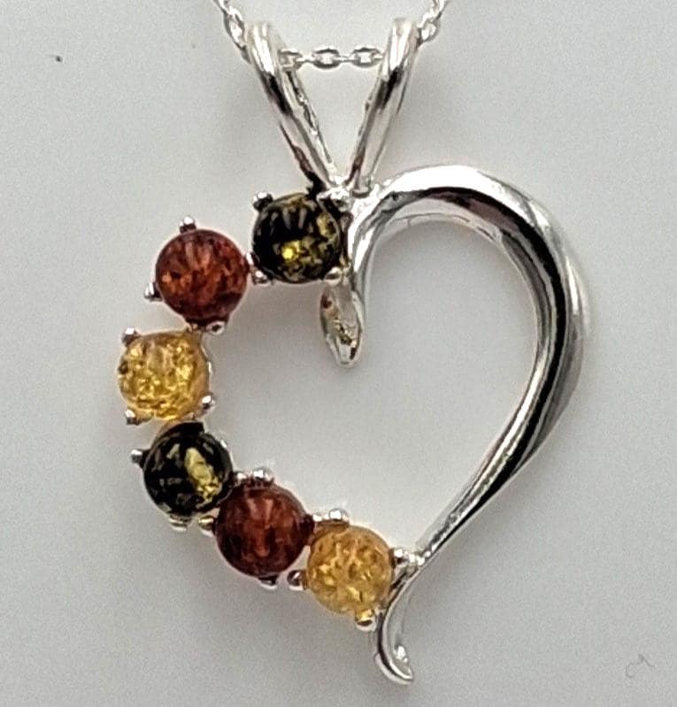 Bernstein Herz Anhänger 925 Silber Collier Kette Silberherz Mit von Schmucktime