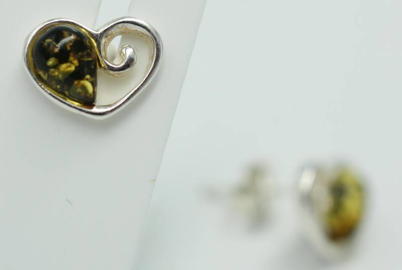 Bernstein Herzohrstecker 925 Silber Herz Bernsteinohrstecker Ohrring Top Edel von Schmucktime