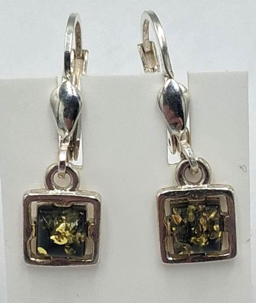 Bernstein Ohrhänger 925 Silber Grüner Ohrring von Schmucktime