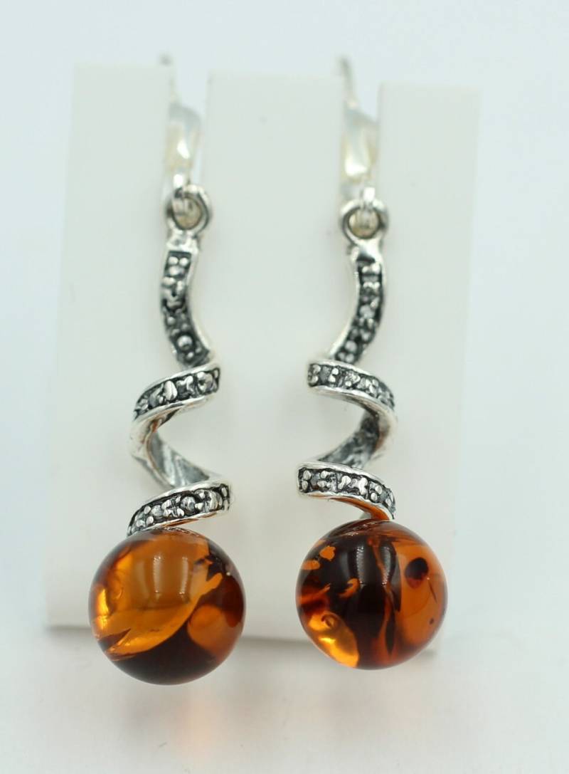 Bernstein Ohrhänger Designschmuck 925 Silber Bernsteinohrschmuck Aus Litauen von Schmucktime