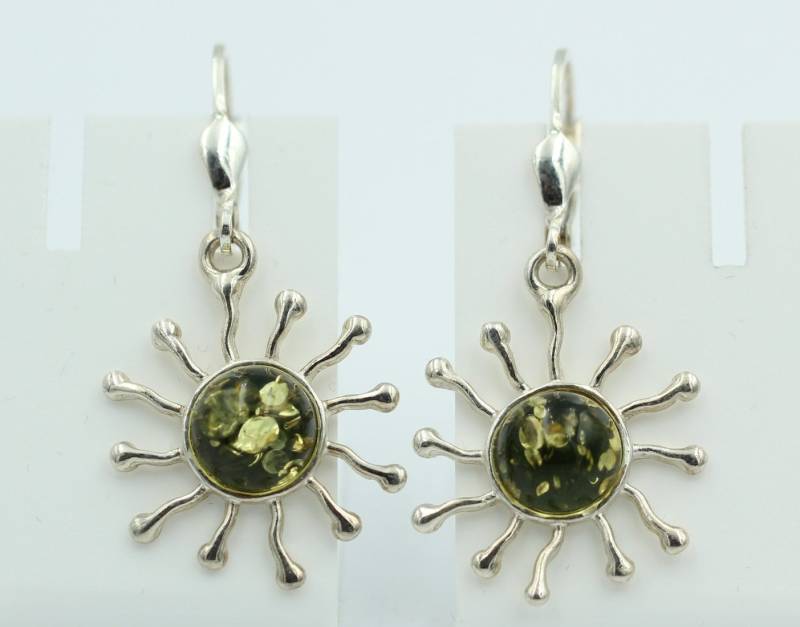 Bernstein Ohrhänger Stern 925 Silber Ohrschmuck Sternschmuck in Sterling von Schmucktime