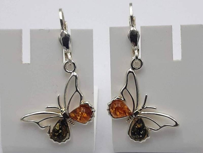 Bernstein Schmetterlings Ohrhänger 925 Silber Echter Aus Litauen Schmetterling von Schmucktime