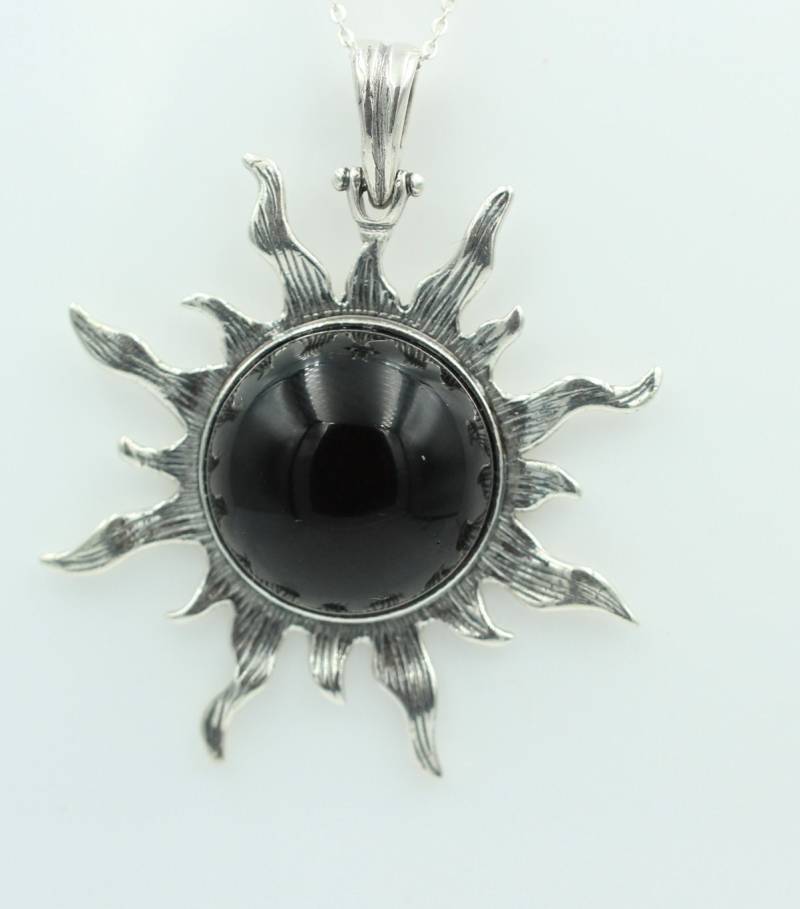 Bernstein Sonnen Anhänger 925 Silber Collier Kette Sonnenanhägner Schmuck von Schmucktime