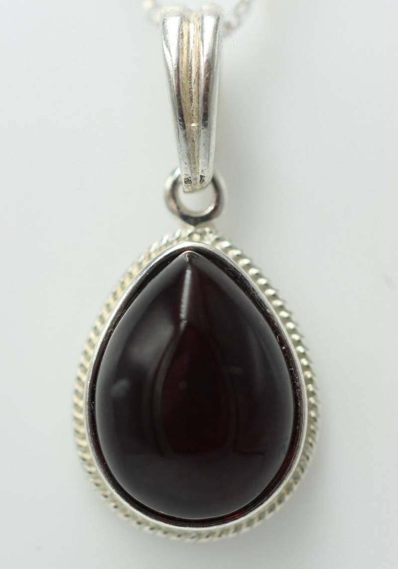 Bernsteinanhänger 925 Silber Anhänger Brauner Bernstein Collier Kette Schmuck von Schmucktime