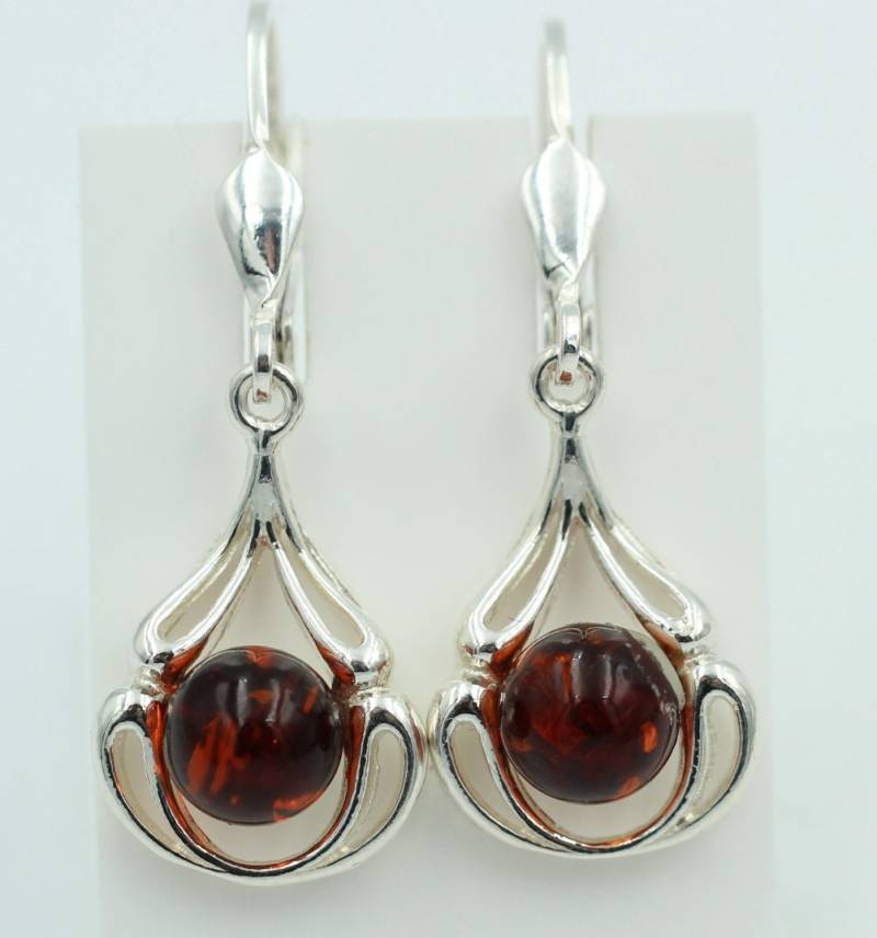 Bernsteinhorhänger 925 Silber Jugendstilart Ohrhänger Mit Bernstein Vom Baltikum von Schmucktime