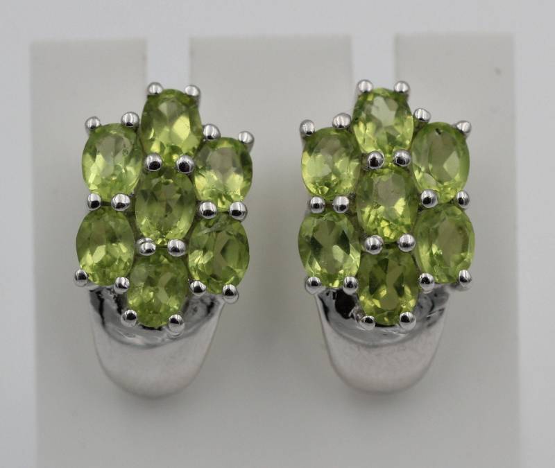 Edle 2, 66 Carat Peridot Ohrstecker 925 Silber Olivin Schmuck Top Edel Edelstein von Schmucktime