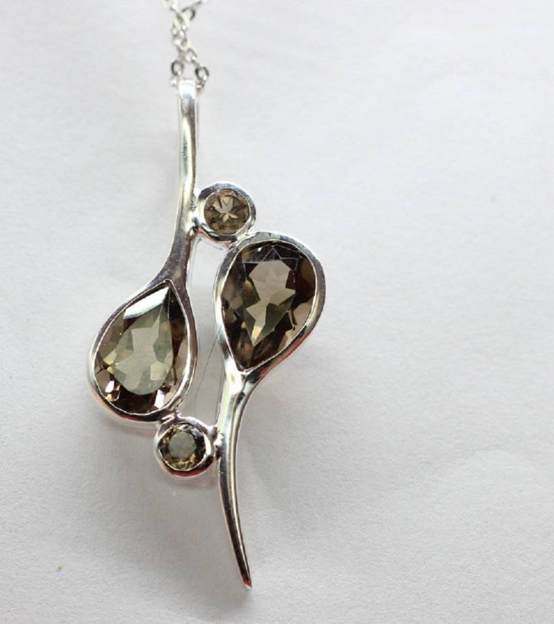 Edle 3, 38 Carat Rauchquarz Anhanger 925 Soaber Collier Kette Design Pur Top Edel von Schmucktime