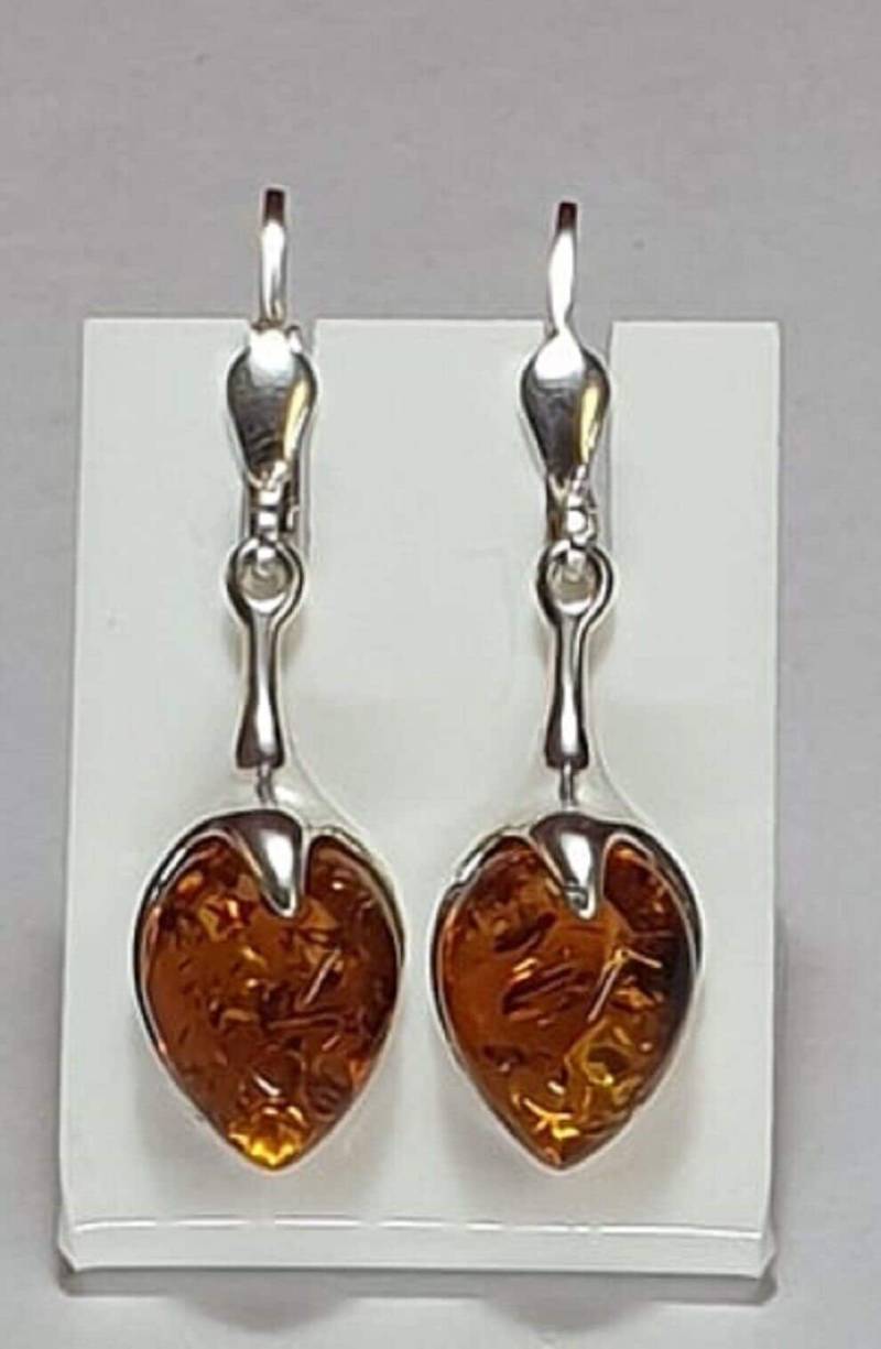 Edle Bernstein Ohrhänger 925 Silber Aus Letland Ohrschmuck Brisur von Schmucktime