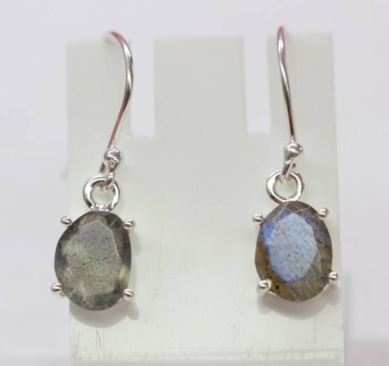 Edler 2, 4 Carat Labradorit Ohrhanger 925 Silber Facetierter Edeltsein Ohrschmuck von Schmucktime