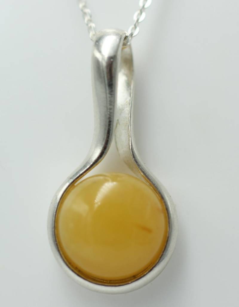 Edler Bernstein Anhänger 925 Silber Collier Kette Bernsteinschmuck Aus Litauen von Schmucktime