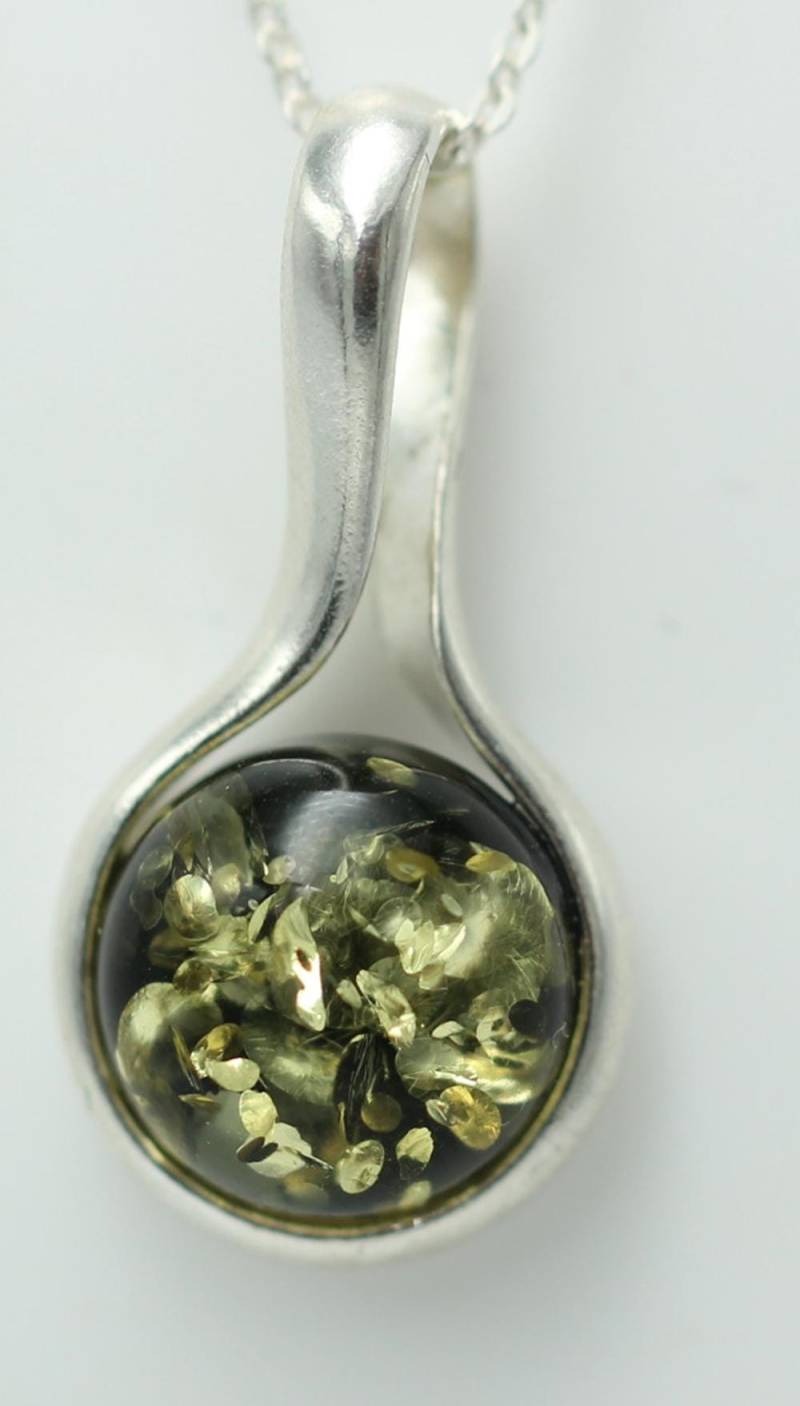 Edler Bernstein Anhänger 925 Silber Collier Kette Bernsteinschmuck Aus Litauen von Schmucktime