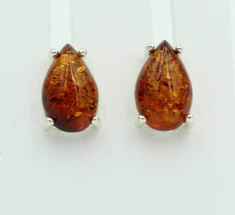 Edler Bernstein Ohrstecker Unisex 925 Silber Ohrschmuck Bernsten Aus Litauen von Schmucktime