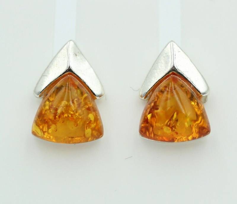 Edler Bernstein Ohrstecker Unisex 925 Silber Ohrschmuck Bernsten Aus Litauen von Schmucktime