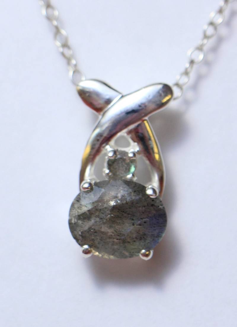 Exklusiver 2, 47 Carat Labradorit Anhanger 925 Silber Collier Irrisierend von Schmucktime