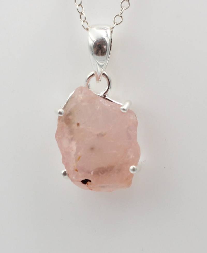 Exklusiver Rosenquarz Anhanger 925 Silber Rohstein Collier Kette Roa Edelstein von Schmucktime
