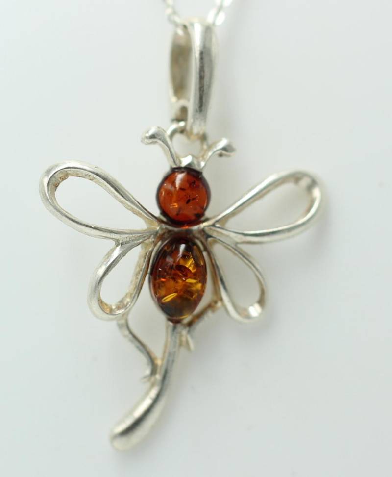 Kleiner Schmetterlingsanhänger Bernstein 925 Silber Schmetterling Anhänger von Schmucktime