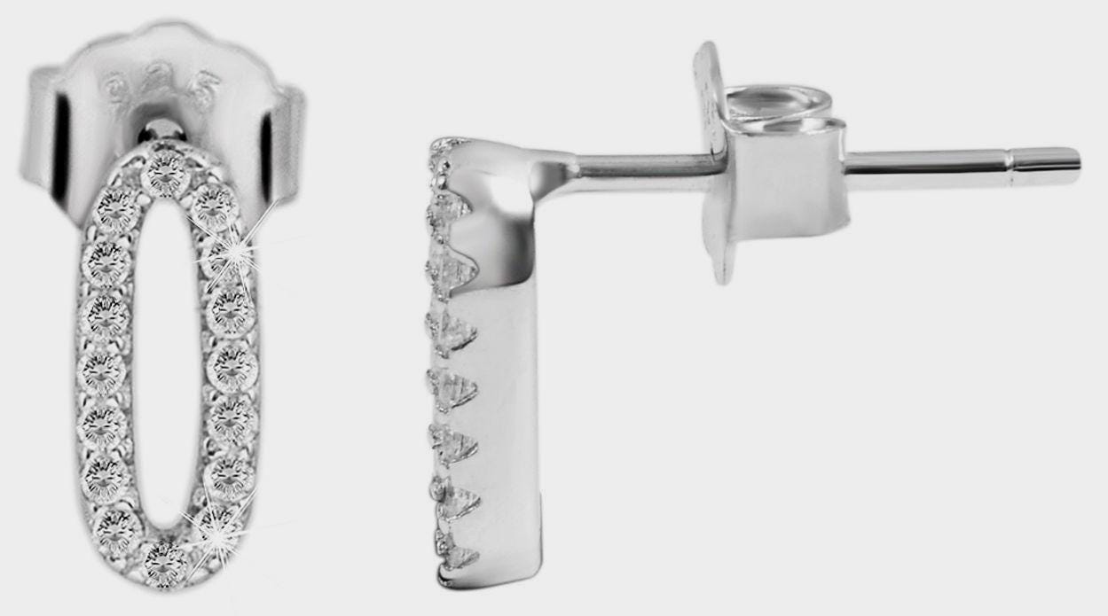 Ohrstecker - Oval, "Olga" 925/- Echt Silber Zirkon, Silberfarben Rhodiniert Ohrstecker - Oval, "Olga" 925/- Echt Silber Zirkon, Silberfarben Rhodiniert von Schmucktime