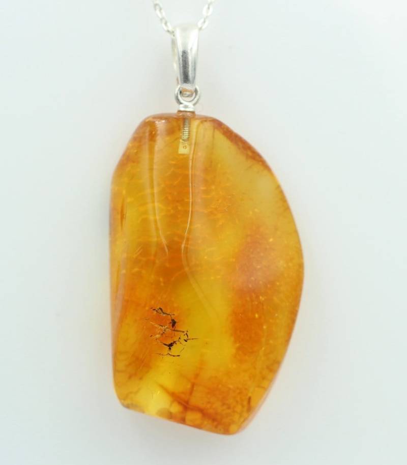 Rohbernstein Anhänger 925 Silber Bernsteinanhänger Collier Kette Top Bernstein von Schmucktime