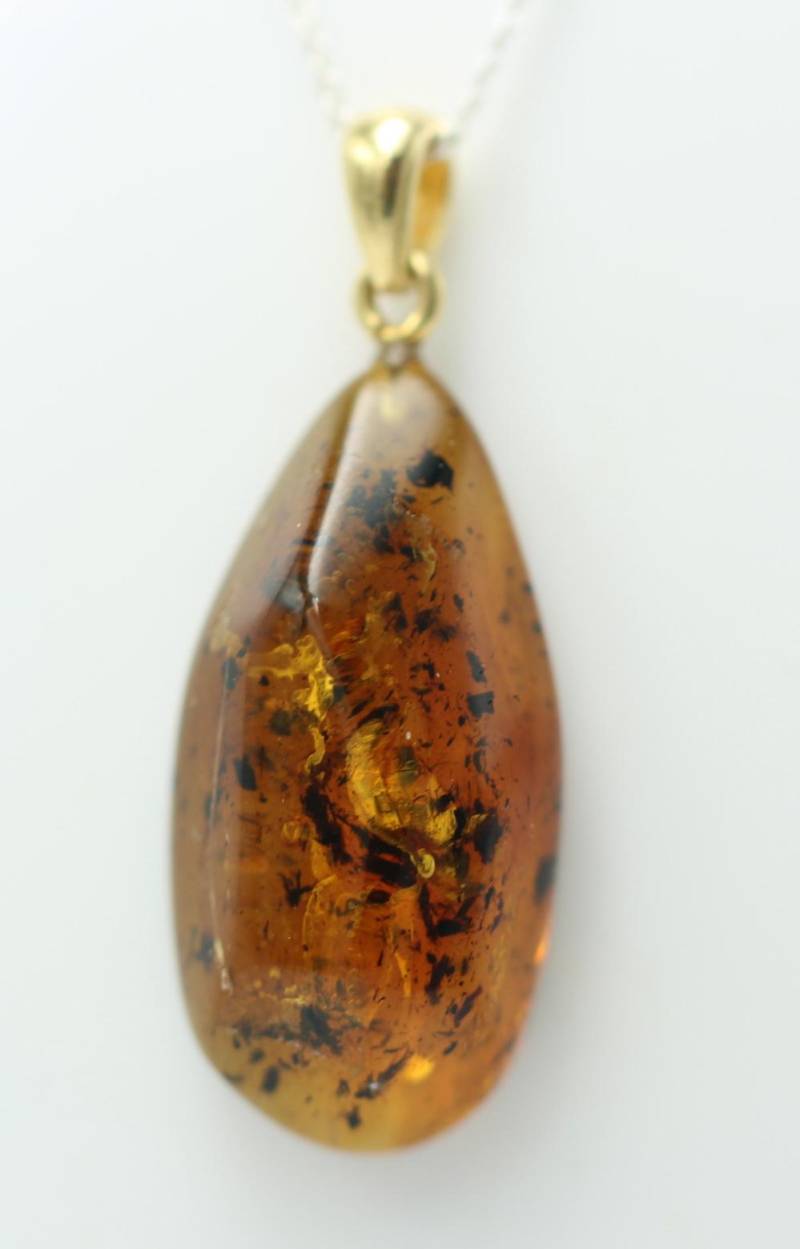 Rohbernstein Anhänger 925 Silber Vergoldet Bernsteinanhänger Kette Top Bernstein von Schmucktime