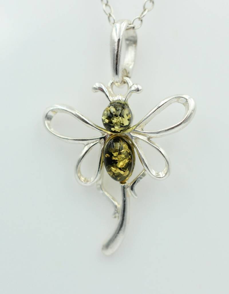 Schmetterlings Anhänger Bernstein 925 Silber Bernsteinschmetterling Kette von Schmucktime