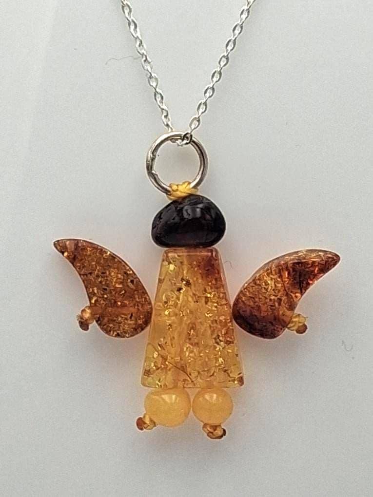 Schutzengel-Anhänger Aust Echtem Bernstein Bernsteinengel von Schmucktime