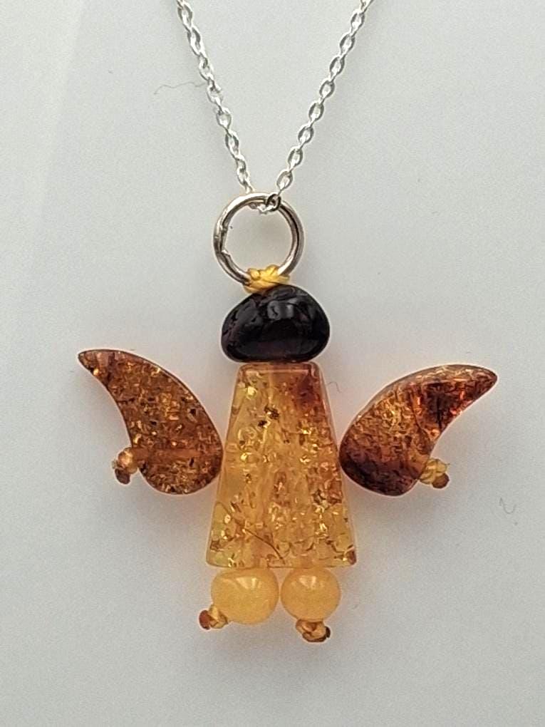 Schutzengel-Anhänger Aust Echtem Bernstein Bernsteinengel von Schmucktime