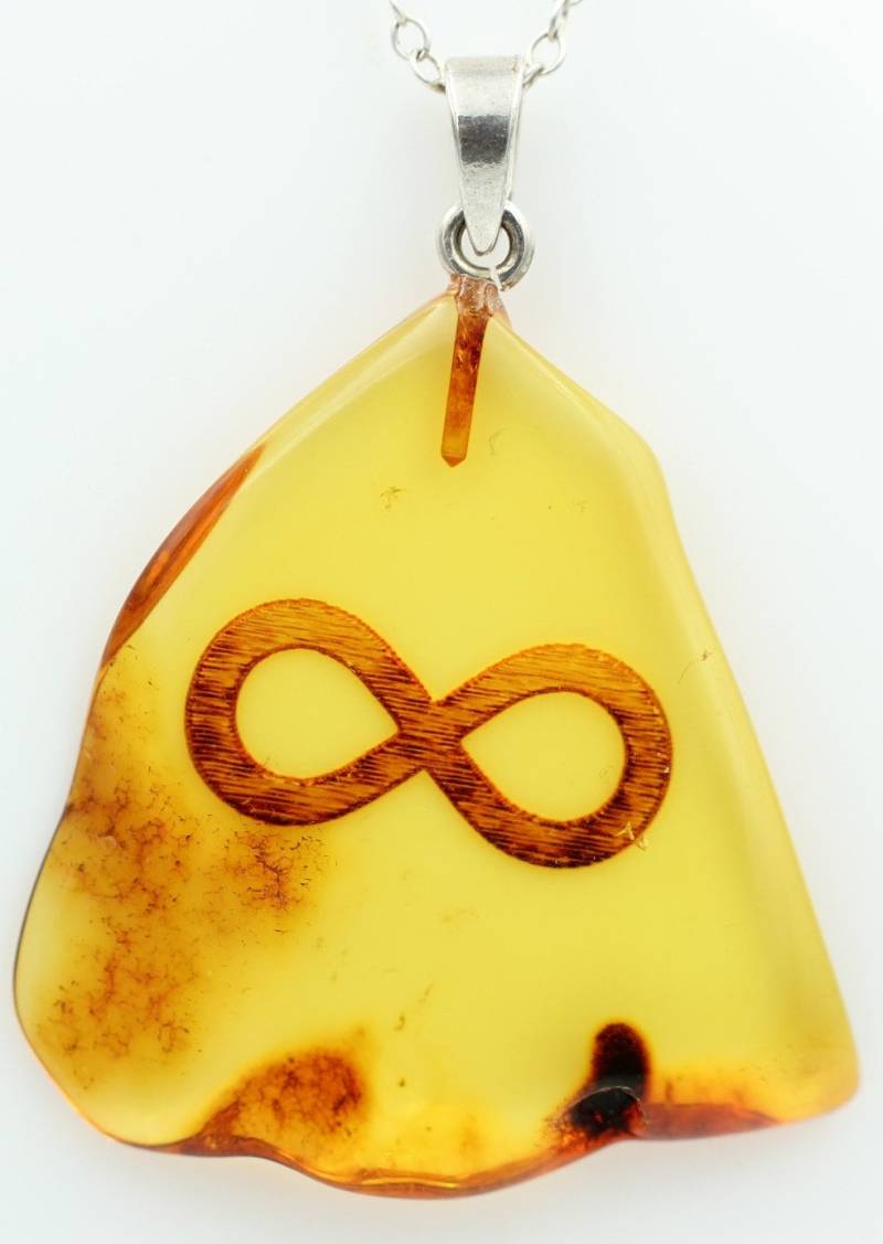 Unendlichkeits Zeichen Bernstein Anhänger 925 Silber Collier Bernsteinanhänger von Schmucktime