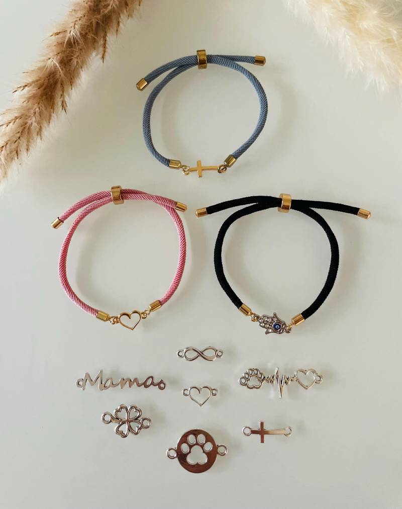 Armband Freundschaft Personalisiert Glücksarmband Liebe Mama Freundin Tiere Herz Geschenk Taufe Damen Kinder Schmuck Verstellbar Filigran von SchmucktraumBoutique