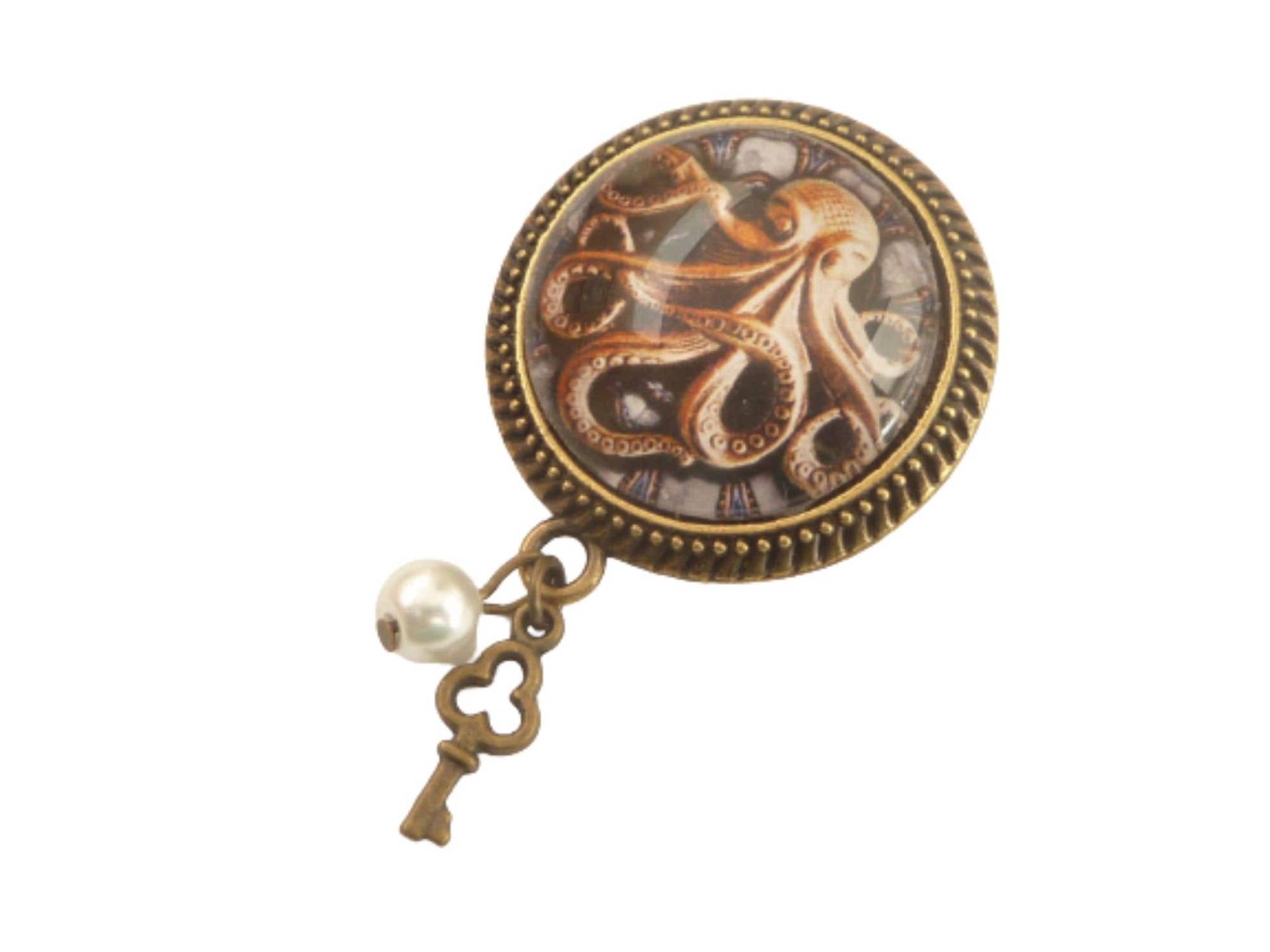 Brosche Mit Krake Braun Bronzefarben Steampunk Schmuck Geschenkidee Mädchen Brosche Mit Krake Braun Bronzefarben Steampunk Schmuck Geschenkidee Mädchen von Schmucktruhe