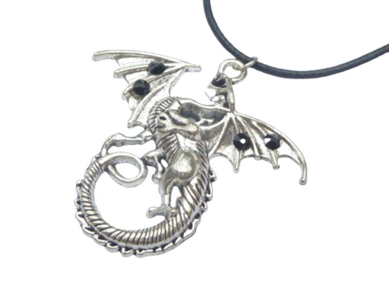 Drachen Halskette Silberfarben Mann Oder Frau Schmuck Mittelalter Larp Cosplay Accessoire Geschenk Für Sie Und Ihn von Schmucktruhe