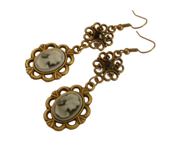 Edle Kamee Ohrringe Anthrazit Bronze Im Antik Stil Barock Rokoko Schmuck Geschenkidee Frau Freundin Exklusives Unikat von Schmucktruhe