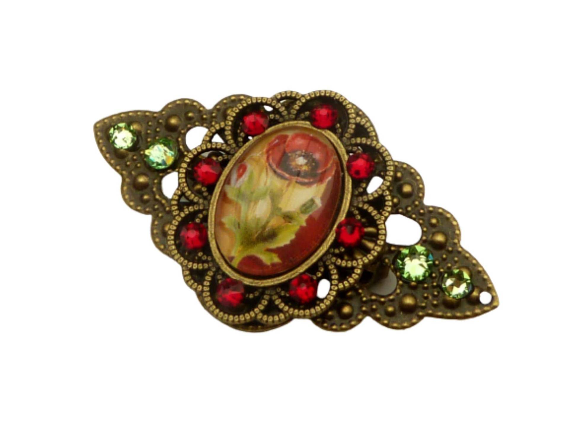Elegante Brosche Mit Mohnblüte Antik Stil Schmuck Dekollete Hut Geschenkidee Frau Blumen von Schmucktruhe