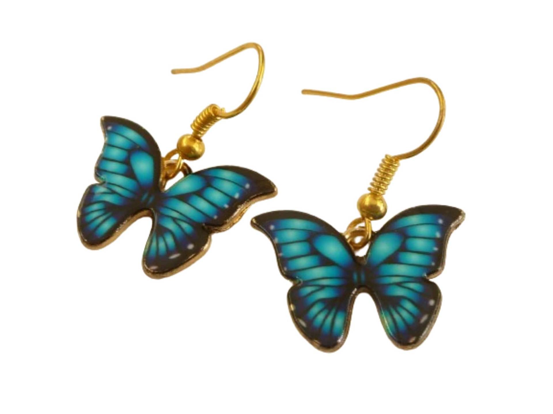 Emaille Schmetterling Ohrringe Dunkelblau Goldfarben Sommer Accessoire Mädchen Schmuck Geschenkidee Freundin von Schmucktruhe