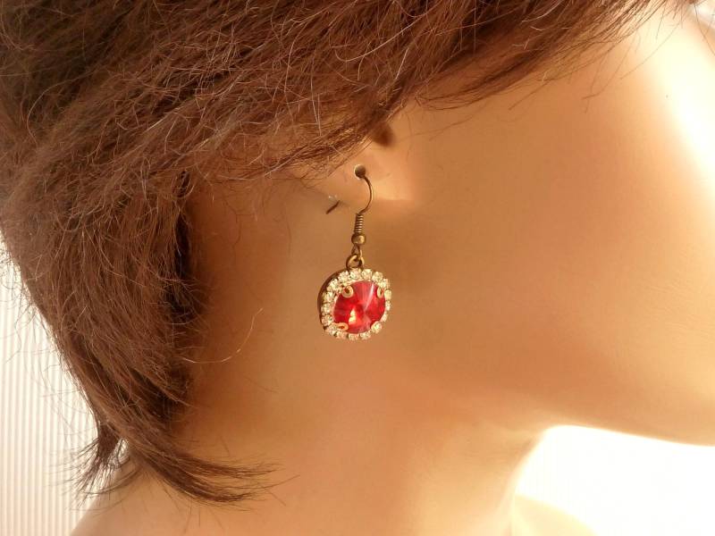 Festliche Ohrringe in Rot Bronze, Glitzer Schmuck, Braut Hochzeit Accessoire, Geschenkidee Braut, Weihnachtsgeschenk Ehefrau Festliche Ohrringe in Rot Bronze, Glitzer Schmuck, Braut Hochzeit Accessoire, Geschenkidee Braut, Weihnachtsgeschenk Ehefrau von Schmucktruhe