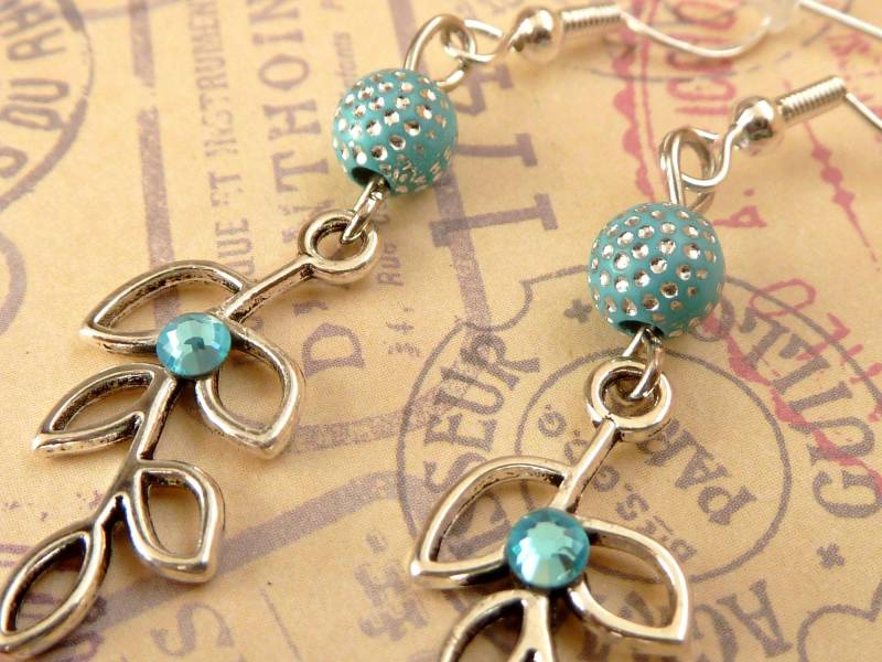 Filigrane Blatt Ohrringe Türkis Silberfarben 925Er Sterling Silber Ohrhaken Ostergeschenk Mädchen Frau Freundin Filigrane Blatt Ohrringe Türkis Silberfarben 925Er Sterling Silber Ohrhaken Ostergeschenk Mädchen Frau Freundin von Schmucktruhe