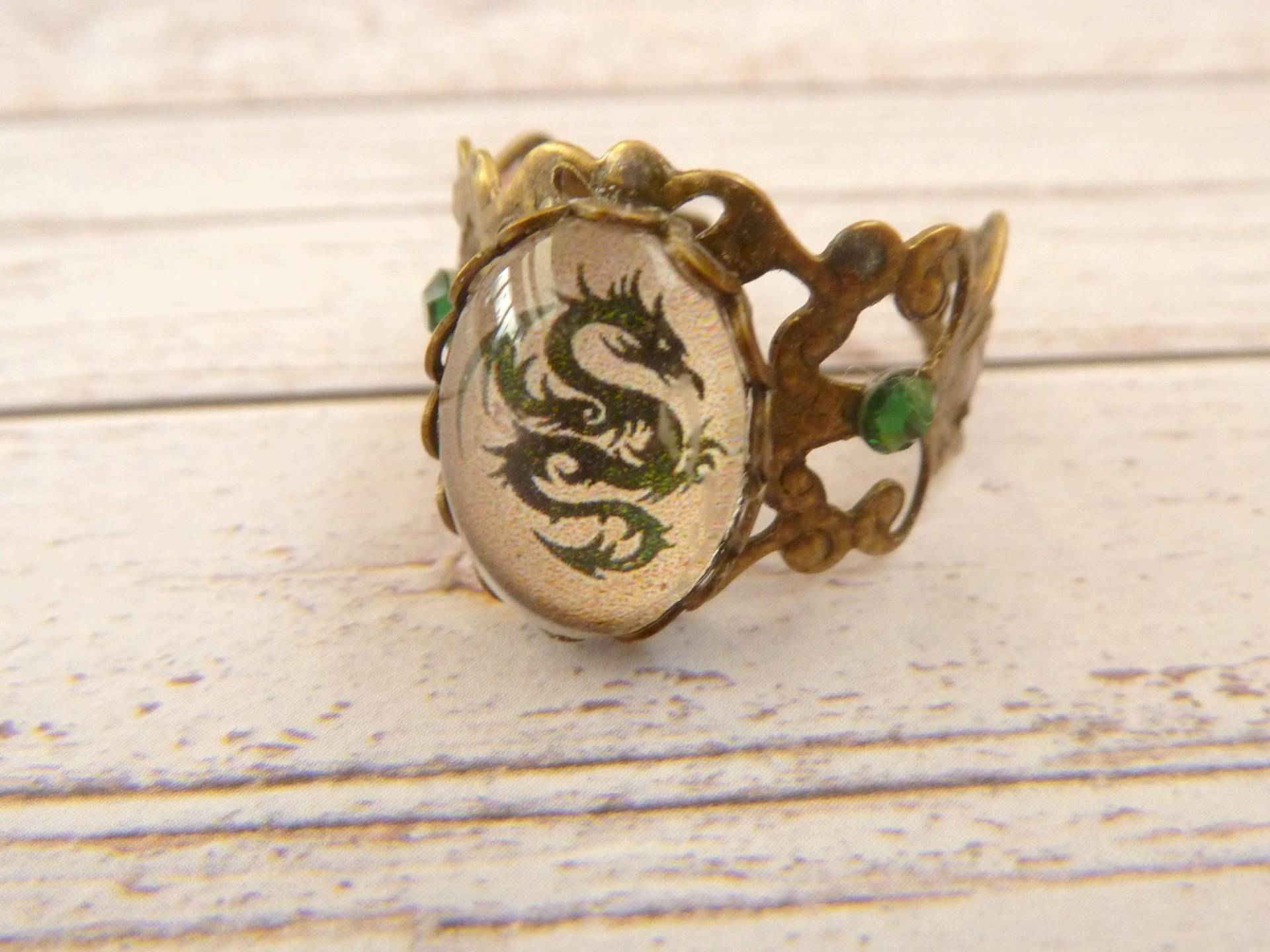 Filigraner Ring Mit Drachen Motiv Größenverstellbar Mittelalter Larp Schmuck von Schmucktruhe