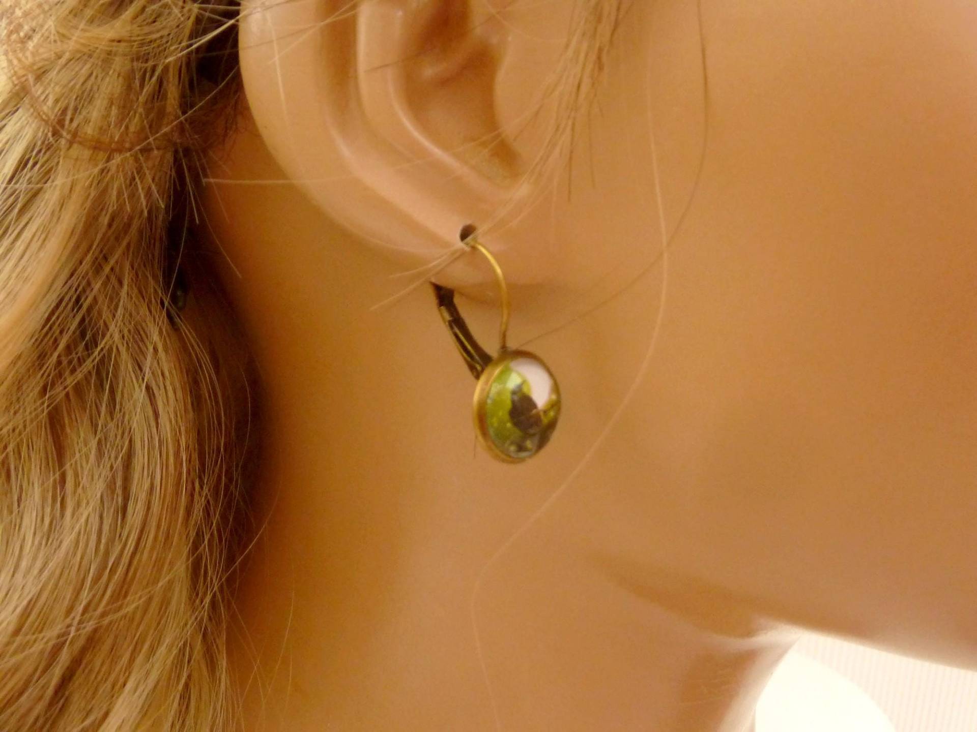 Gothic Ohrringe Mit Rabe Und Mond Nacht Motiv in Grün Bronze Halloween Schmuck Geschenk Mädchen von Schmucktruhe