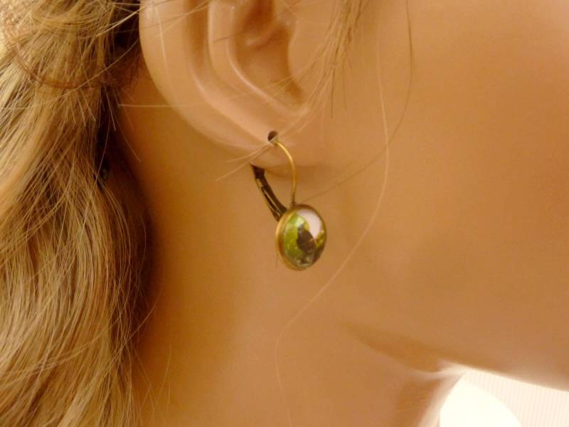 Gothic Ohrringe Mit Rabe Und Mond Nacht Motiv in Grün Bronze Halloween Schmuck Geschenk Mädchen von Schmucktruhe