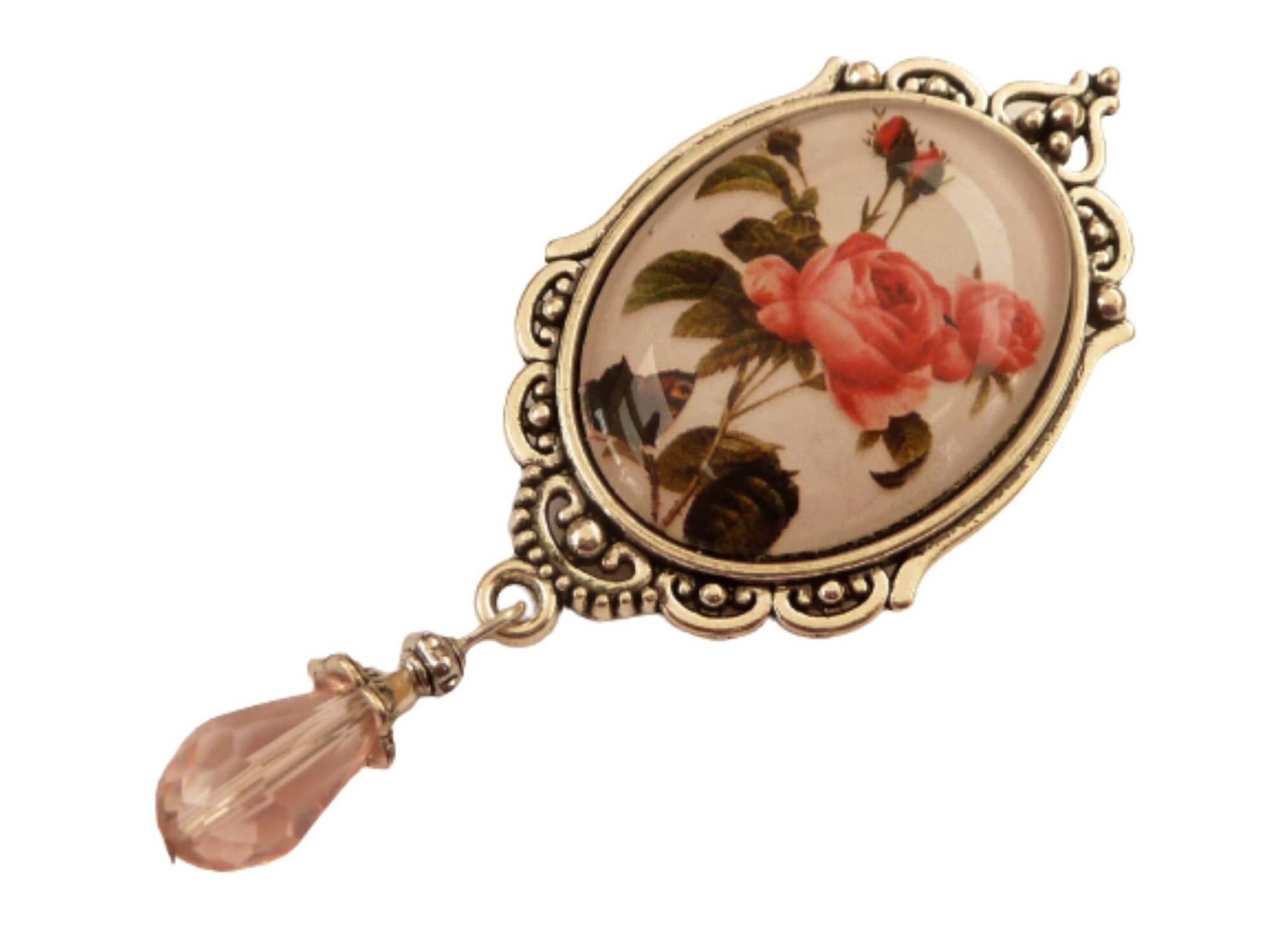 Große Brosche Mit Rosen Motiv Silberfarben Dekollete Schmuck Hut Geschenkidee Frau von Schmucktruhe