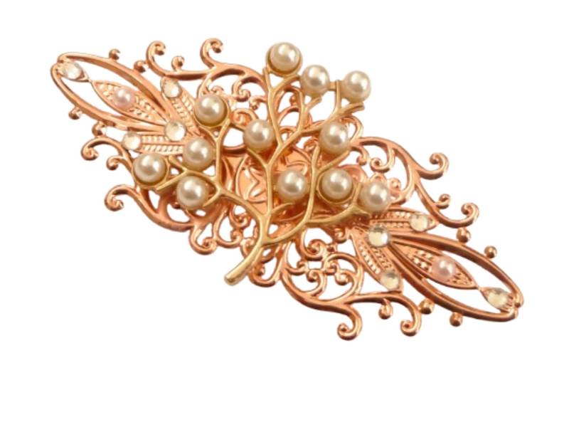 Große Brosche Rotgold Mit Perlenzweig, Ideal Als Dekolletéschmuck Und Reversschmuck, Schal Brosche, Weihnachtsgeschenk Frau Große Brosche Rotgold Mit Perlenzweig, Ideal Als Dekolletéschmuck Und Reversschmuck, Schal Brosche, Weihnachtsgeschenk Frau von Schmucktruhe