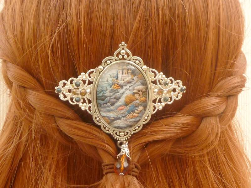 Große Haarspange Mit Unterwasser Motiv Meereswelten Silberfarben Meerjungfrau Geschenkidee Mädchen Enkelin Nichte von Schmucktruhe