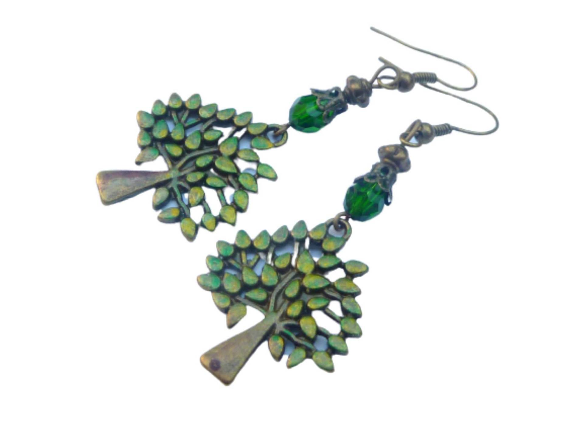 Handbemalte Ohrringe Mit Baum Ornamenten Grün Bronzefarben Irland Stil Schmuck Geschenkidee Mädchen von Schmucktruhe
