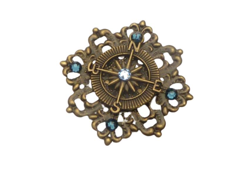 Maritime Brosche Mit Kompass Motiv Blau Bronzefarben Geschenkidee Seefahrerin Schal Taschenschmuck Maritime Brosche Mit Kompass Motiv Blau Bronzefarben Geschenkidee Seefahrerin Schal Taschenschmuck von Schmucktruhe